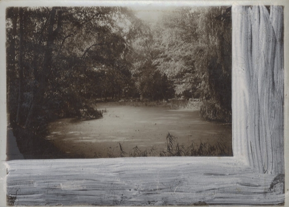 Original photo Schweinfurt, pond in the city park, around 1900