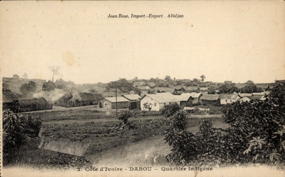 Ak Dabou Elfenbeinküste, Quartier indigene, Vue générale