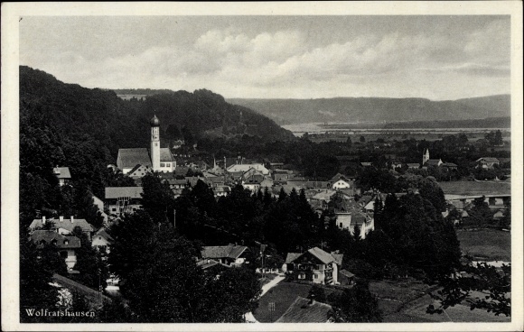 Postcard Wolfratshausen in Oberbayern, total view of the village