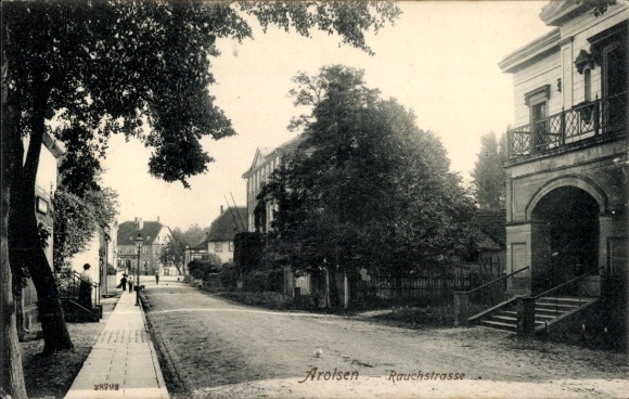 Postcard Bad Arolsen in Hessen, Rauchstraße, houses, street section