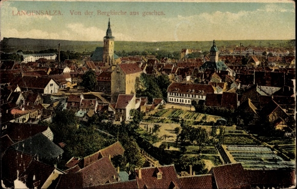 Postcard Bad Langensalza in Thuringia, aerial view of Bergkirche, beautiful city view