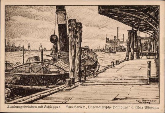 6 Ak im Umschlag, Das malerische Hamburg, Serie II, Max Ullmann