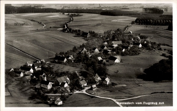 Postcard Wennedach Ochsenhausen in Württemberg, aerial photograph