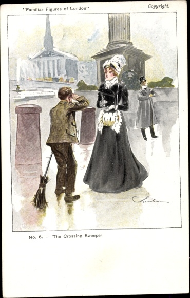 Artysta KP London City England, The Crossing Sweeper, Familiar Figures of London