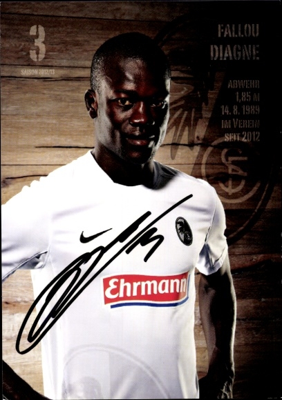 Autogrammkarte Fußballer Fallou Diagne, SC Freiburg, Autogramm