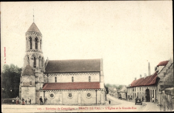 Ak Tracy le Val Oise, Kirche, Hauptstraße