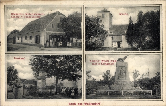 PC Wallendorf an der Luppe Schkopau Saxony Anhalt, bakery, church, Albert v. Wedel monument