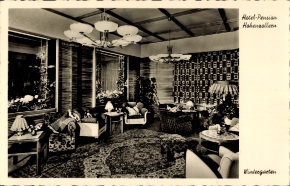 Postcard Braunlage Harz, Pension Hohenzollern, Winter Garden