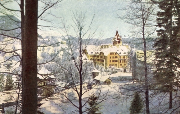 Postcard Semmering in Lower Austria, Hotel Erzherzog Johann in winter