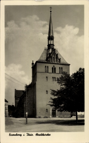Postcard Eisenberg in Thuringia, town church