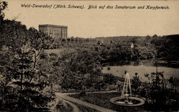 Ak Waldsieversdorf Forest Sieversdorf Märkische Schweiz, sanatorium, karpervijver