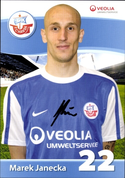Autograph card footballer Marek Janecka, FC Hansa Rostock, autograph