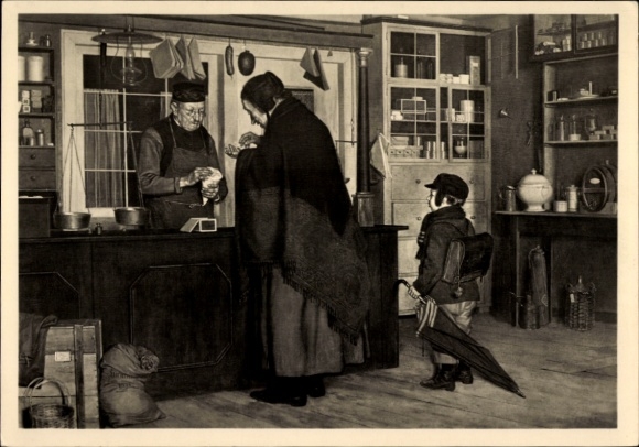 Artist Postcard Philippi, Peter, At the Grocer, HDK 546