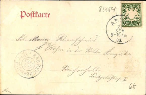 Postcard Anger in Upper Bavaria, view of the town, houses, church