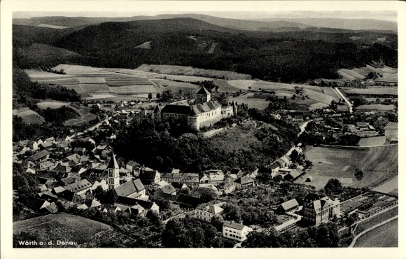 Ak Wörth an der Donau Oberpfalz Bayern, Fliegeraufnahme