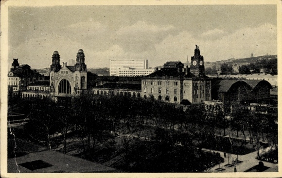 Postcard Praha Prague, Main Station
