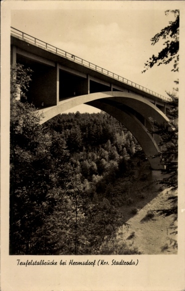 Postcard Hermsdorf in Thuringia, Teufelstalbrücke