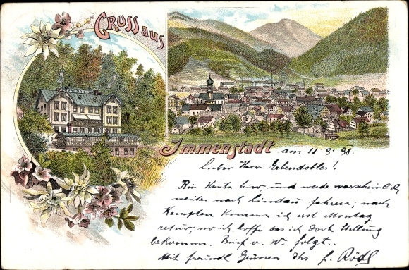 Chromo-Litho Immenstadt im Allgäu Swabia, panorama, inn