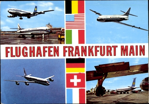 Postcard Frankfurt am Main, Airport, Passenger Aircraft Lufthansa