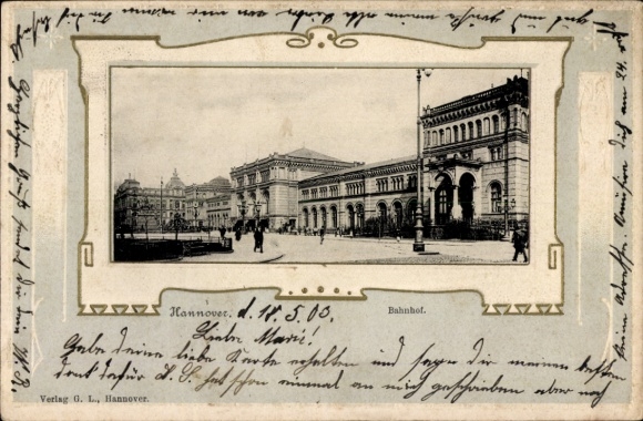 Präge Jugendstil Ak Hannover in Niedersachsen, Blick auf den Bahnhof