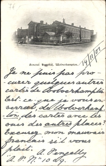 Ak Wolverhampton West Midlands England, General Hospital,  , französischer Text