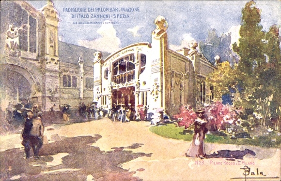 PC Milano Milan Lombardia, Esposizione 1906, Padiglione dei Palombari Inazione di Italo Zannoni