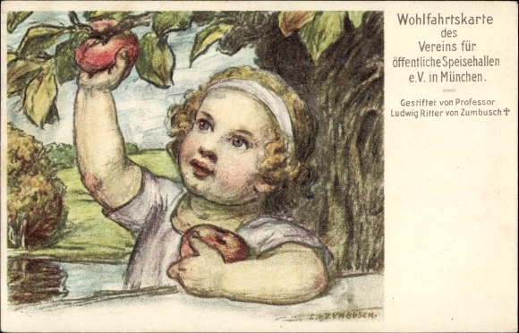 Artist PC by Zumbusch, Munich Bavaria, welfare card of the association for public dining halls