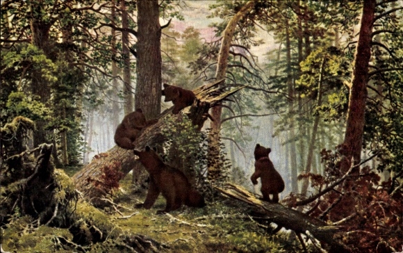 Artist Postcard Bears in the Forest