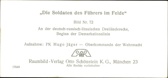 Stereo spatial image photo &quot;The soldiers of the Führer in the field&quot;, No. 72, demarcation line