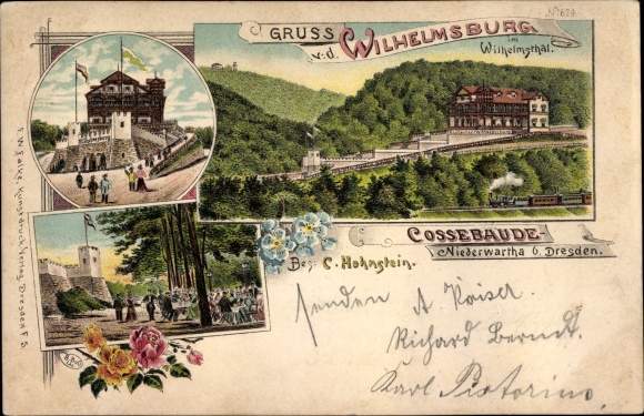 Chromo-Litho Dresden West Cossebaude Niederwartha, Hotel Wilhelmsburg in Wilhelmsthal