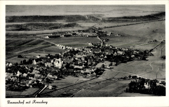 Postcard Ummendorf in Württemberg, Kreuzberg, aerial photograph