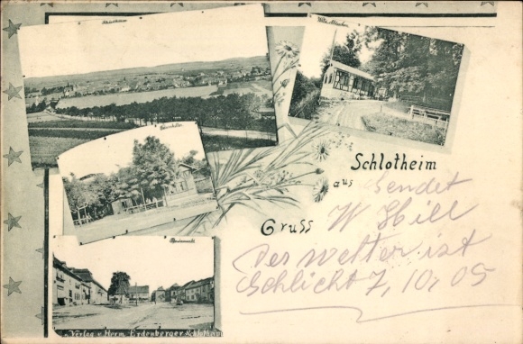 Postcard Schlotheim in Thuringia, general view, Waldschlösschen, published by Herm. Erdenberger