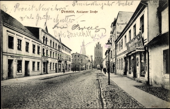Ak Demmin in West-Pommeren, Anklamer Strasse, winkel Wilhelm Brügmann