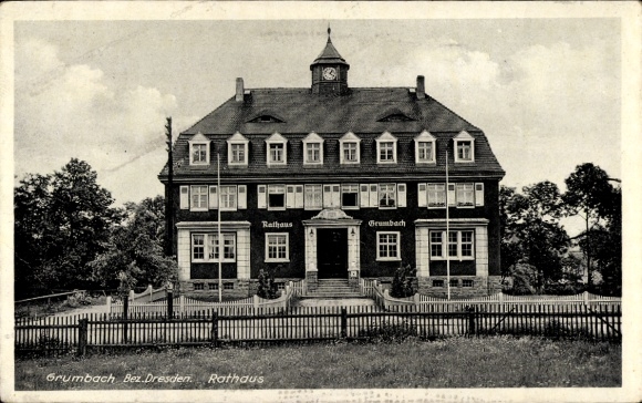 Postcard Grumbach Wilsdruff Saxony, Town Hall