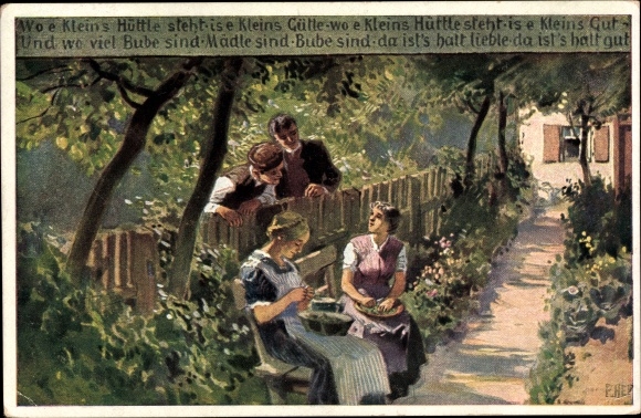 Artist song Postcard Hey, Paul, folk song card no. 66, Where e small&#39;s Hütt&#39;le stands