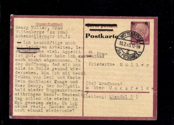 P 244bF "Wittenberge (Potsdam district) 10.2.45"
