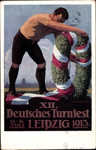 Artist PC Krasselt, G., Leipzig, XII. German Gymnastics Festival 1913, festive wreath