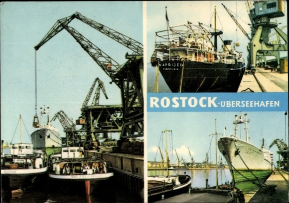 Ak Hansestadt Rostock, Überseehafen, Schiffe