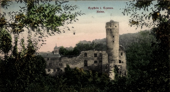 Postcard Eppstein im Taunus, ruin, old castle ruin, turret, natural surroundings