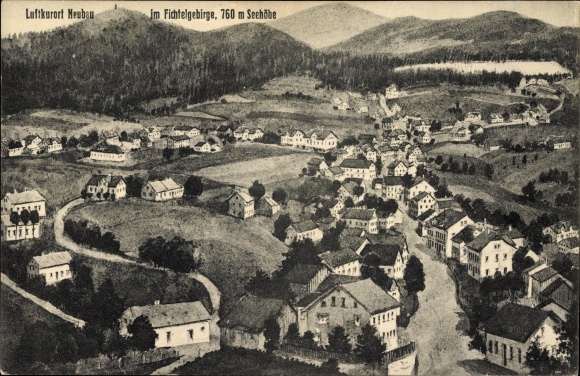 Ak Neubau Oschersleben an der Bode, Ortschaft mit Landschaftsblick