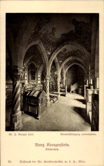Ak Leobendorf in Niederösterreich, Bibliothek der Burg Kreuzenstein