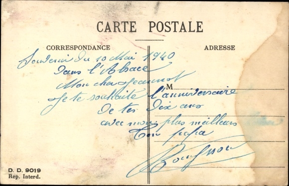 Letters Postcard J, Jus, French soldiers in the bedroom