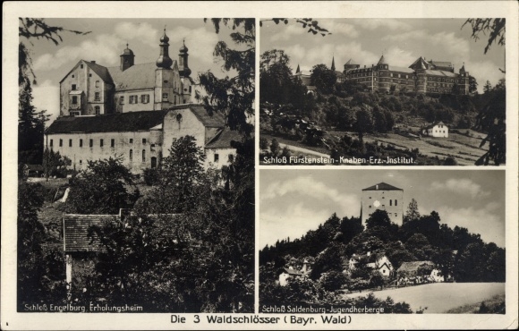 Ak 3 boskastelen, kasteel Englburg, kasteel Fürstenstein, jongenserts. Instituut, Kasteel Saldenburg