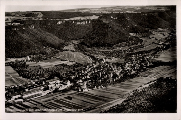 Postcard Oberlenningen Lenningen in Württemberg, aerial photograph of the Alb plateau, photograph