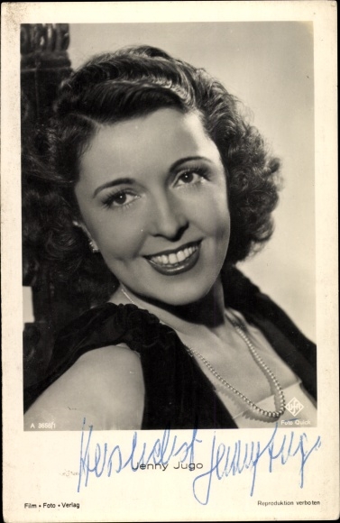 Postcard actress Jenny Jugo, portrait, autograph