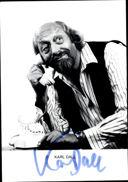 Postcard comedian Karl Dall, telephone, autograph