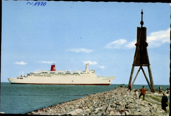 Postcard Cuxhaven, ship TS Hanseatic, Hamburg Atlantic Line