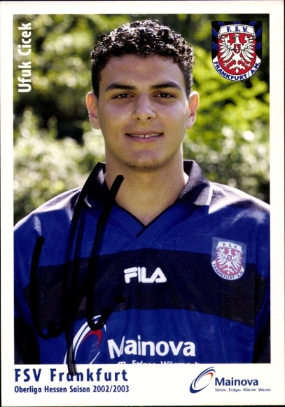 Autogrammkarte Fußballer Ufuk Cicek, FSV Frankfurt, Autogramm