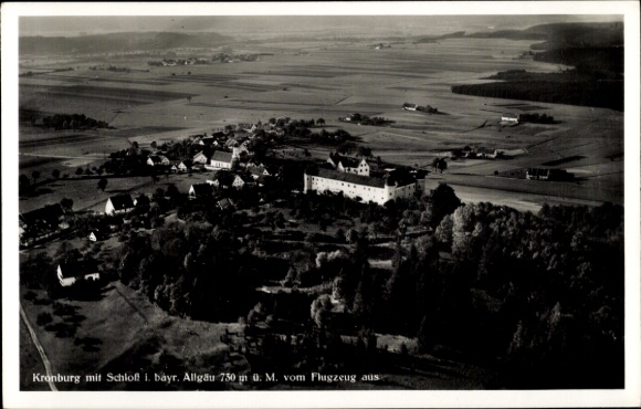 Postcard Kronburg Unterallgäu, aerial photograph