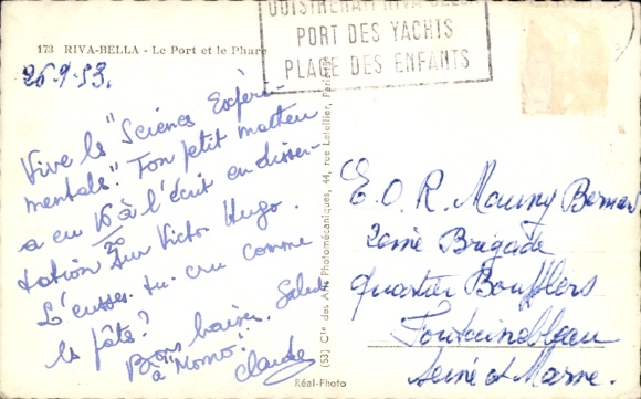 Postcard Ouistreham Riva Bella Calvados, harbor, lighthouse